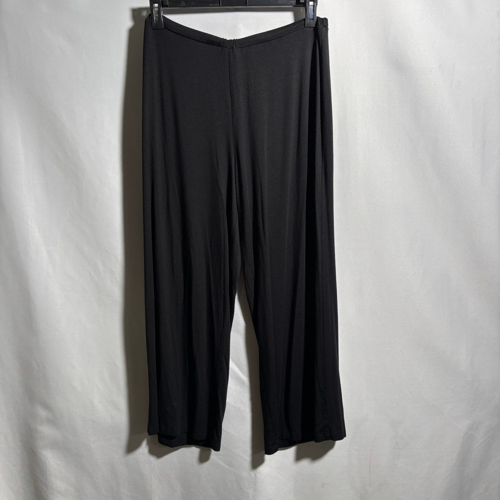 Comfy USA Black Wide Leg Lounge Pants Cropped Gaucho Modal Blend Travel M